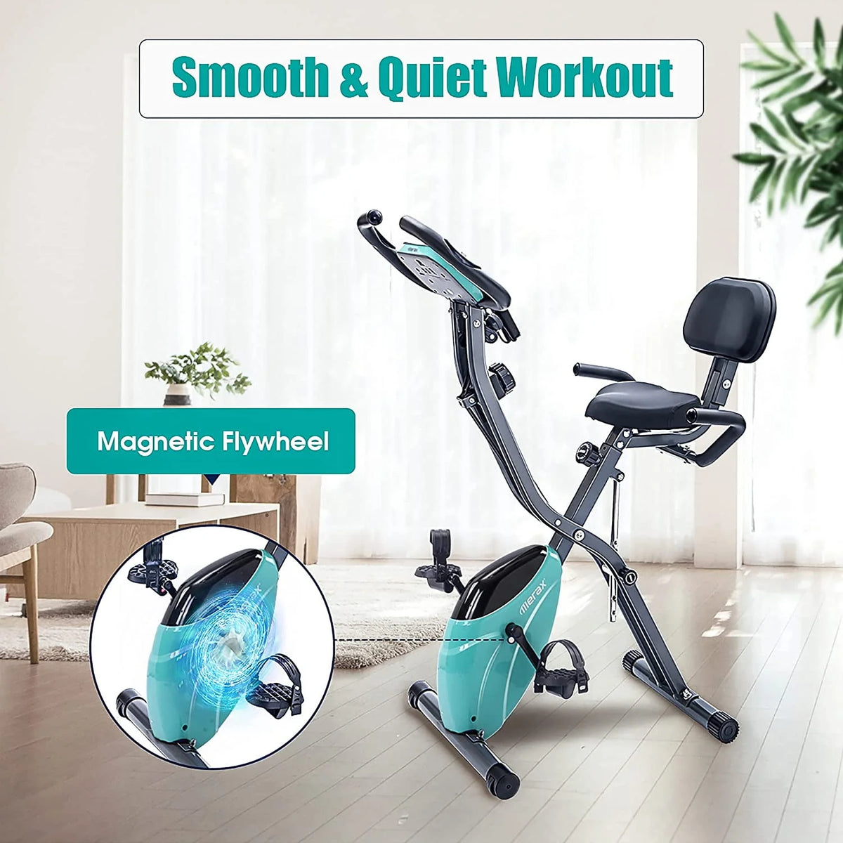 Folding Upright and Recumbent Stationary Exercise Bike with 10-Level Adjustable Magnetic Resistance P6763