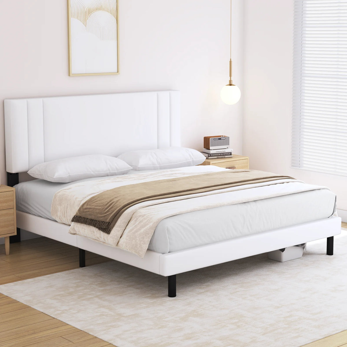 King Size Fabric Upholstered Platform Bed Frame C486